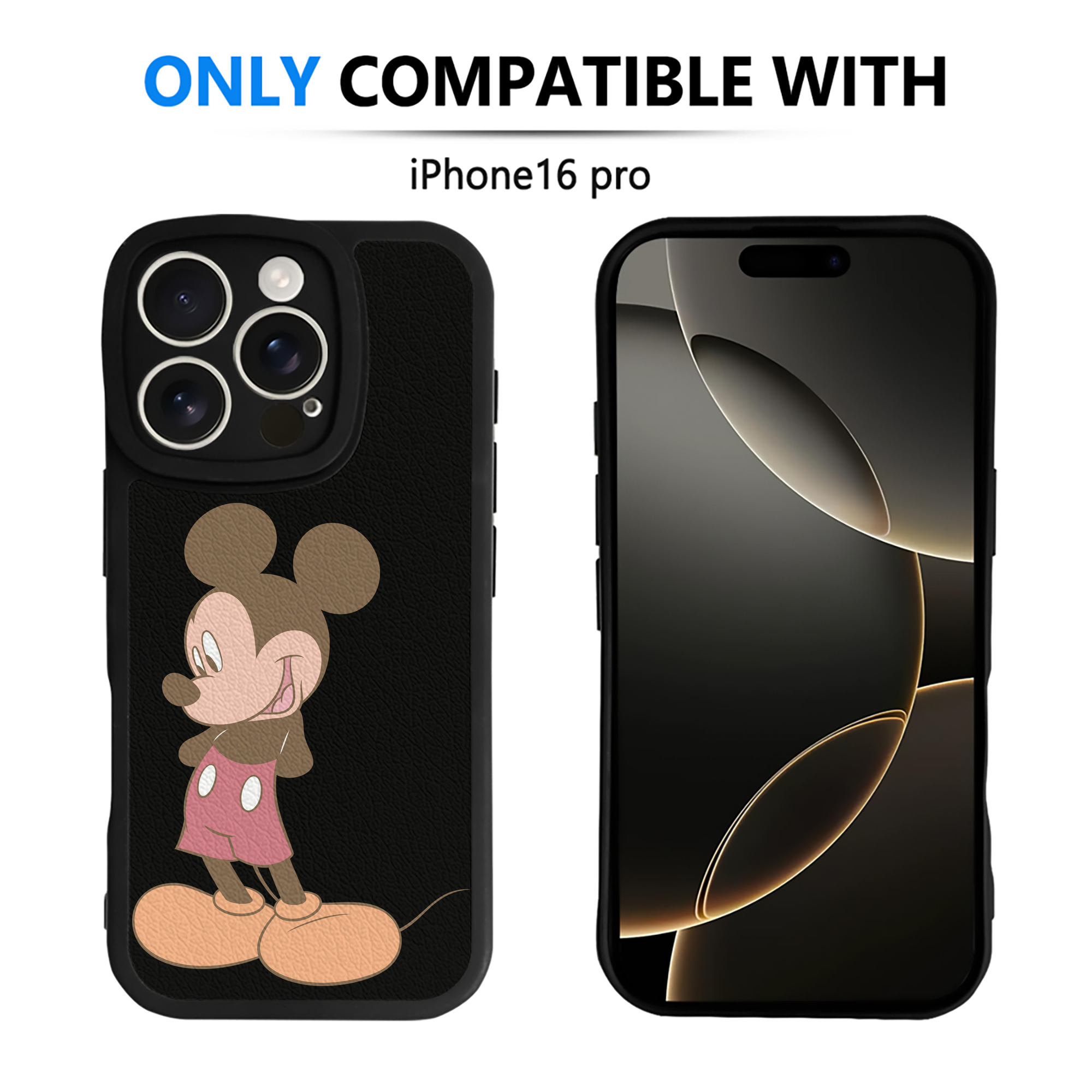（画像用） ミッキーマウス Mickey Mouse 【iPhone 16シリーズ対応】シリコンスマホケース（レザー調） 材質：シリコン